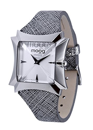 Moog Paris Vendome Silber Ziffernblatt Armband grau aus Kalbsleder in Frankreich hergestellt M45402 004