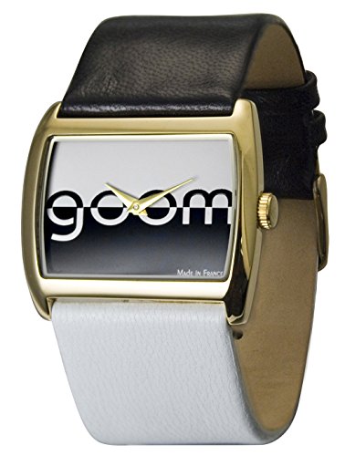 Moog Paris Bi couleur gold aus Edelstahl Armband weiss und schwarz aus Kalbsleder in Frankreich hergestellt M45592 005