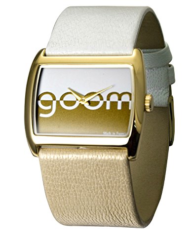 Moog Paris Bi couleur gold aus Edelstahl Armband weiss und gold aus Kalbsleder in Frankreich hergestellt M45592 003