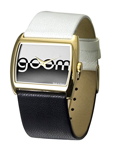Moog Paris Bi couleur gold aus Edelstahl Armband weiss und schwarz aus Kalbsleder in Frankreich hergestellt M45592 002