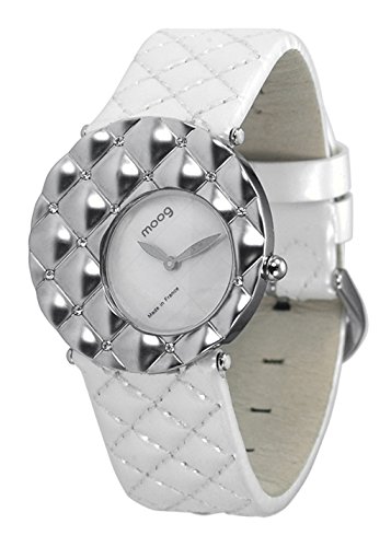 Moog Paris Fascination Silber aus Edelstahl Armband weiss aus Kalbsleder in Frankreich hergestellt M45412 003