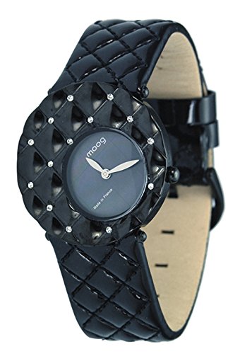 Moog Paris Fascination schwarz aus Edelstahl Armband schwarz aus Kalbsleder in Frankreich hergestellt M45412 001