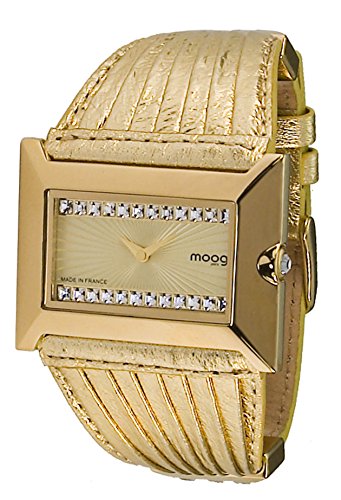 Moog Paris Temptation gold aus Edelstahl Armband Gold aus Kalbsleder in Frankreich hergestellt M45332 005