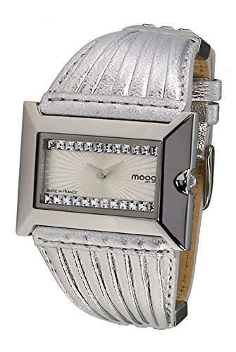 Moog Paris Temptation Silber aus Edelstahl Armband Silber aus Kalbsleder in Frankreich hergestellt M45332 006