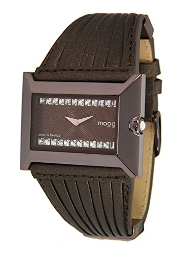 Moog Paris Temptation braun aus Edelstahl Armband Braun aus Kalbsleder in Frankreich hergestellt M45332 003