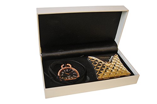 Moog Paris Liberty Rosegold aus Edelstahl Armband schwarz aus Verstellbare Nubuklederspitze Austauschbar Armbanduhr in Frankreich hergestellt M44832 003