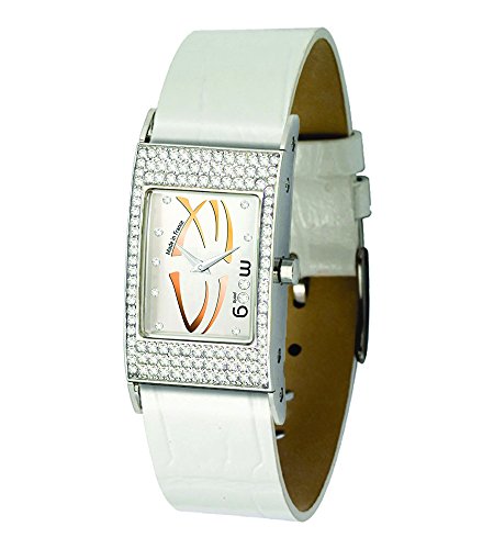 Moog Paris Time to Change Silber Ziffernblatt Armband weiss aus Kalbsleder Austauschbar Armband in Frankreich hergestellt M44262 013