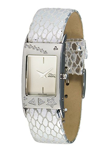 Moog Paris Time to Change Silber Ziffernblatt Armband Silber aus Kalbsleder Austauschbar Armband in Frankreich hergestellt M45011 001