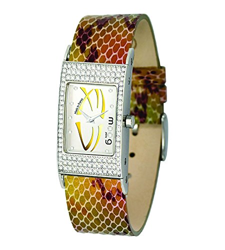Moog Paris Time to Change Silber Ziffernblatt Armband gelb aus Kalbsleder Austauschbar Armband in Frankreich hergestellt M44262 012