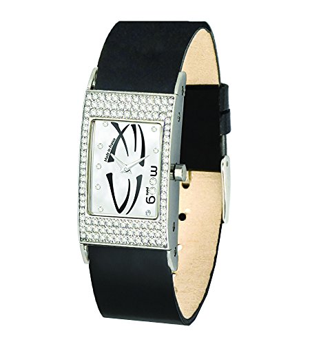 Moog Paris Time to Change Silber Ziffernblatt Armband schwarz aus Kalbsleder Austauschbar Armband in Frankreich hergestellt M44262 010