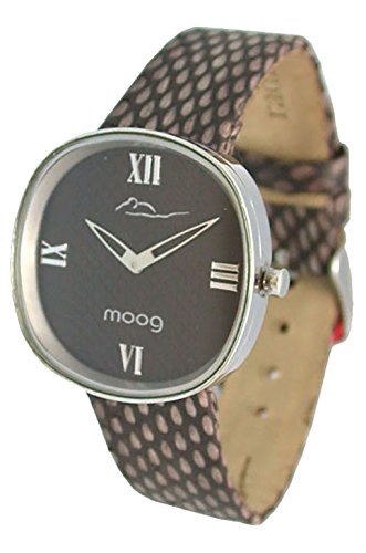 Moog Paris Chic braun Ziffernblatt Armband dunkelbraun aus Echtes Schlangenleder in Frankreich hergestellt M41121 005