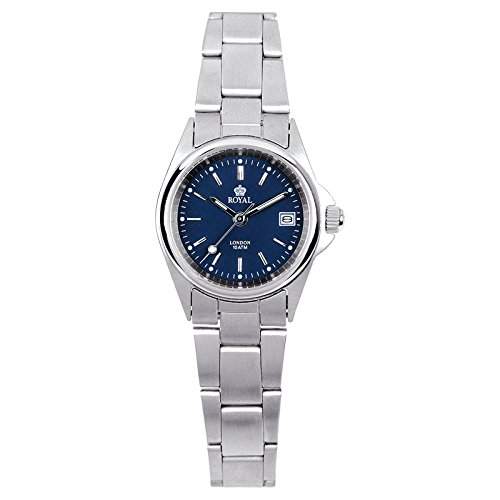 Royal London Ladies Classic Damen-Armbanduhr Edelstahl analog Datum silber-blau 20008-08