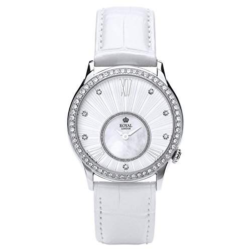 Royal London Ladies Fashion Damen-Armbanduhr analog Lederarmband Weiss 21284-01
