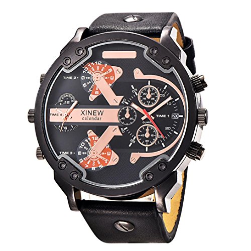 OverDose Luxux uhr Leder Datums analoge Quarz Sport Armbanduhren uhren B