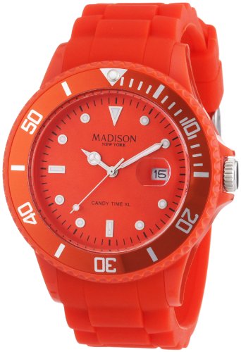 Madison New York Unisex Armbanduhr Candy Time XL Analog Quarz Silikon rot G4167 11 1