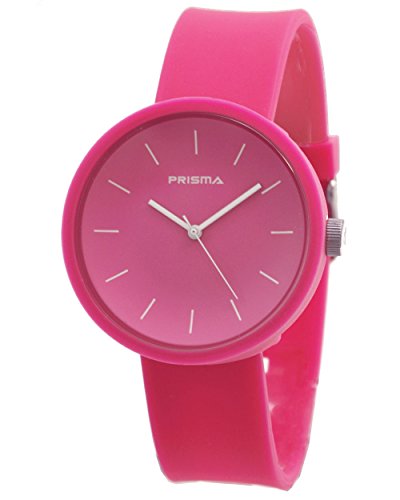 Prisma Simpel Unisexuhr mit rosa Silikon armband Analog Quarz P1251