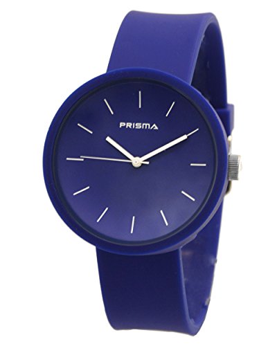 Prisma Simpel Unisexuhr mit blau Silikon armband Analog Quarz P1246