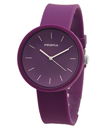 Prisma Simpel Unisexuhr mit violett Silikon armband Analog Quarz P1245