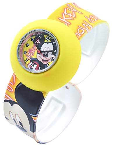 Disney Kinderuhr Gelb Analog Mickey Maus Silikon Kunststoff Jungen Maedchen Uhr 3 in 1 Geschenkset