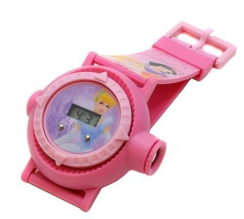 Disney Princess- Maedchen Kinder Armbanduhr Digital mit Projektor! Projiziert 10 verschiedene Motive! Projektionsuhr in rosa