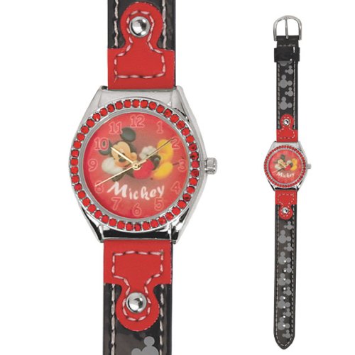 Armbanduhr disney Mickey strass rot schwarz