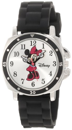 Disney Kids MN1065 Minnie Mouse Black Rubber Strap Watch