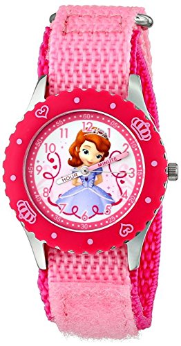 Disney Kids Sofia Stainless Steel with Pink Bezel Watch W001231 Pink Stretch Nylon Strap Analog Display Analog Quartz Pink Watch