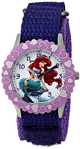 Disney Kids Ariel Stainless Steel W001580 Purple Nylon Strap Analog Display Purple Watch