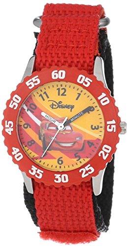 Disney Kids W000084 Time Teacher Cars Stainless Steel Watch With Red Nylon Band