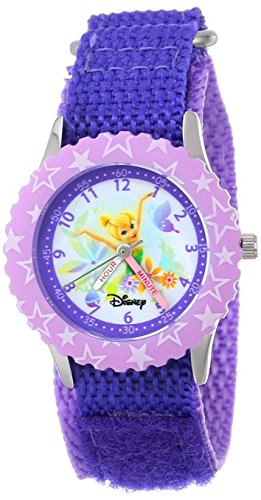 Disney Kids W000268 Tinker Bell Time Teacher Stainless Steel Watch with Printed Bezel
