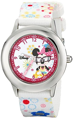 Disney Kids W000364 Minnie Mouse Stainless Steel Time Teacher Printed Strap Watch