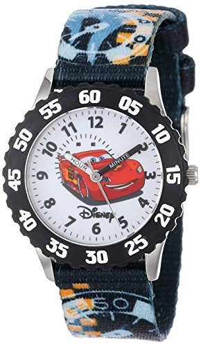 Disney Kids W000371 Time Teacher Cars Stainless Steel Watch With Printed Nylon Band