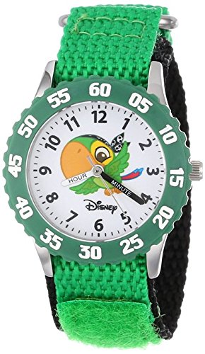 Disney Kids W000382 Time Teacher Jake and the Neverland Pirates Stainless Steel Watch With Green Nylon Band