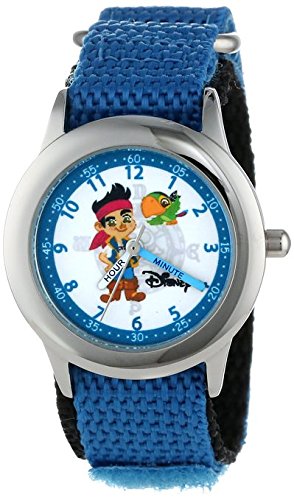 Disney Kids W000383 Time Teacher Jake and the Neverland Pirates Stainless Steel Watch with Blue Nylon Band