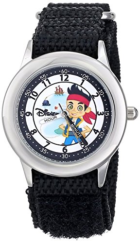 Disney Kids W000384 Jake Stainless Steel Time Teacher Black Velcro Strap Watch