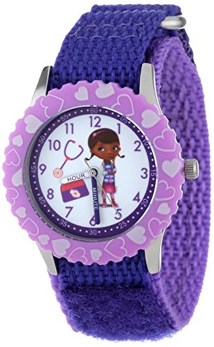 Disney Kids W000909 Doc McStuffins Time Teacher Stainless Steel Watch with Purple Nylon Band
