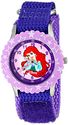 Disney Kids W000963 Ariel Stainless Steel Time Teacher Purple Watch