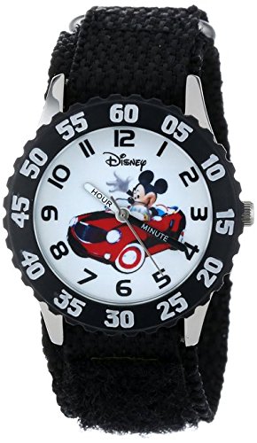 Disney Kids W000975 Mickey Stainless Steel Time Teacher Watch with Nylon Strap