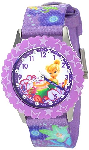 Disney Kids W001029 Tinker Bell Glitz Stainless Steel Printed Bezel Printed Strap Watch