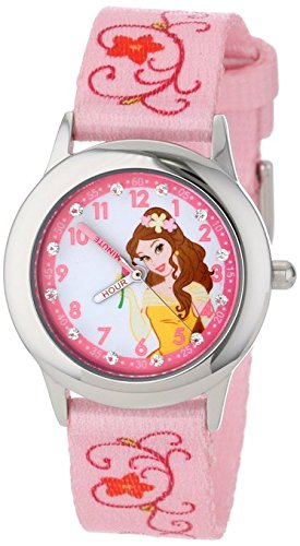 Disney Kids W001039 Belle Glitz Stainless Steel Printed Strap Watch