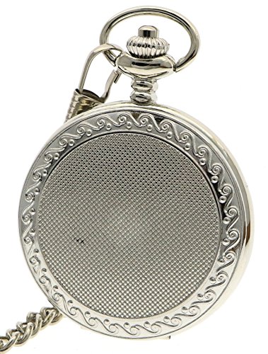 Neue Marke Mall Vintage Silber Edelstahl Roemischen Ziffern Quarz Taschenuhr mit Kette