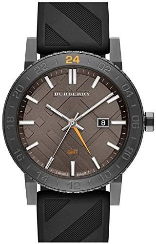 Burberry Herren & Damen 42mm Schwarz Kautschuk Armband Saphirglas Uhr BU9341