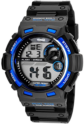 Grosse Multifunktions OCEANIC WR100m Armbanduhr mit 5x Alarm 8xGeburtstagserinnerungen Armbanduhrenfarbe schwarz blau