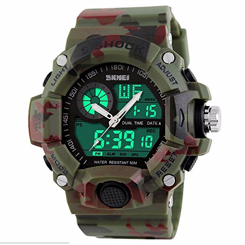 Vich s shock Herren Sport Military Uhren Analog und Digital LED Hintergrundbeleuchtung Camouflage Gruen