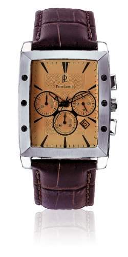 Pierre Lannier Damen-City - 294C124 Design Herren-Armbanduhr Chronograph-Ziffernblattfarbe: silber-Analog Leder Braun