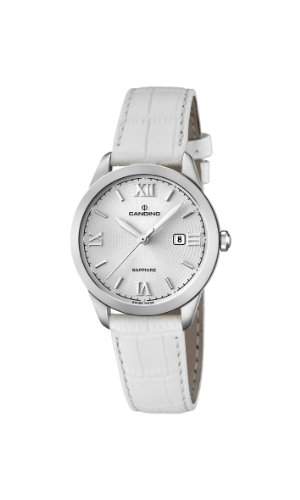 Candino WomenQuarz-Uhr mit weissem Zifferblatt Analog-Anzeige und weisse Lederband C45281