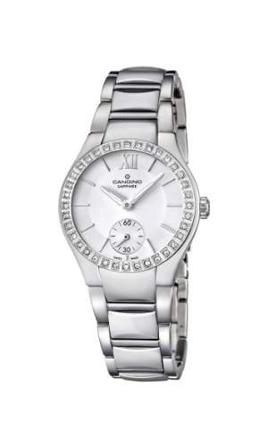 Candino WomenQuarz-Uhr mit weissem Zifferblatt Analog-Anzeige und Silber-Edelstahl-Armband C45371