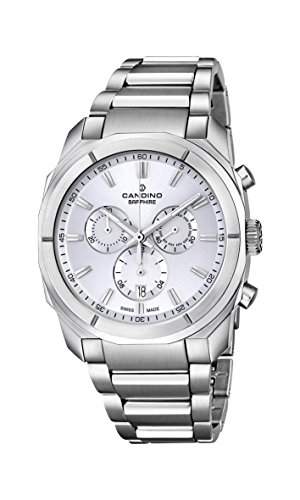 Candino Herren Quarz-Armbanduhr mit Silber Zifferblatt Chronograph-Anzeige und Silber Edelstahl Armband C45791