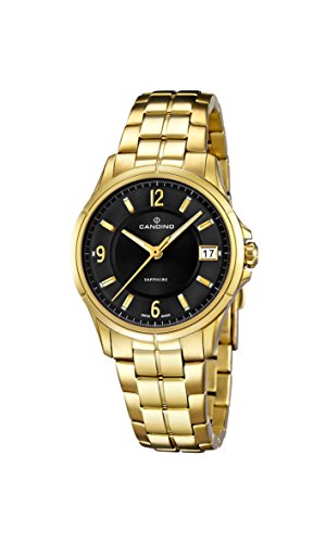 Candino Damen Quarzuhr mit schwarzem Zifferblatt Analog Anzeige und Gold Edelstahl vergoldet Armband C4535 3