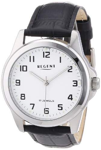 Regent Herren-Armbanduhr XL Analog Handaufzug Leder 11020027
